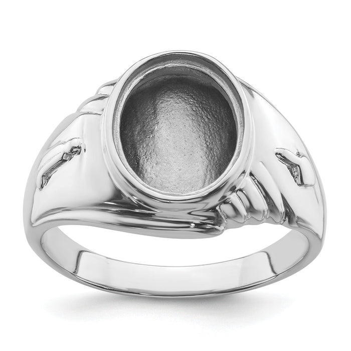 14k White Gold Men's Polished and Textured Masonic Ring Mounting-Y4063