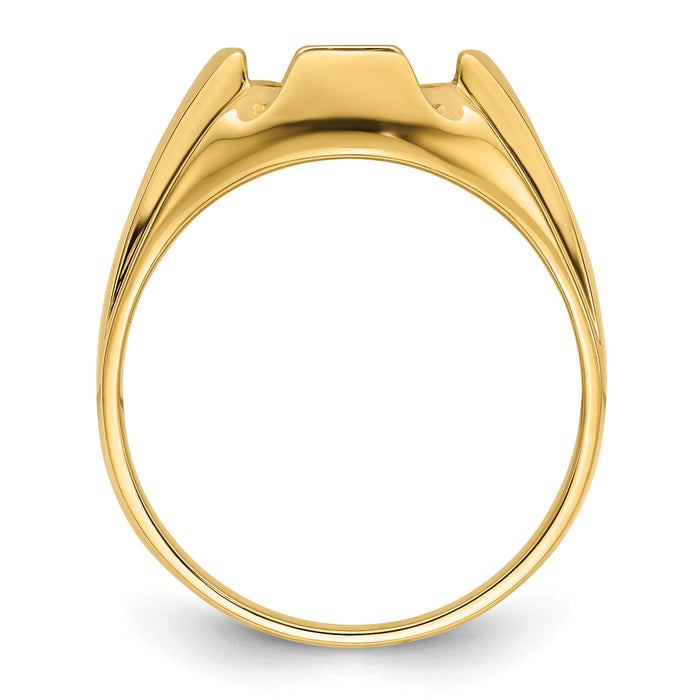 14k Men's Polished and Grooved Masonic Ring Mounting-Y4066