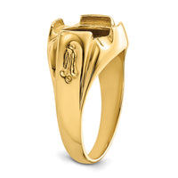 14k Men's Polished and Grooved Masonic Ring Mounting-Y4066