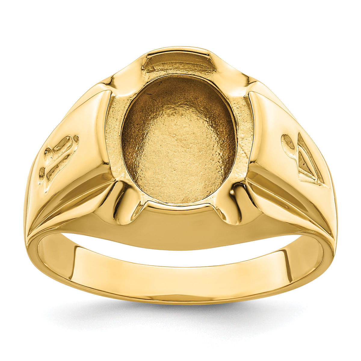 14k Men's Polished and Grooved Masonic Ring Mounting-Y4066