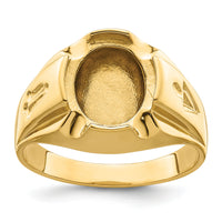 14k Men's Polished and Grooved Masonic Ring Mounting-Y4066