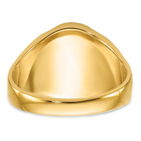 14k Men's Polished, Antiqued and Grooved with Oval Onyx Masonic Ring-Y4066M