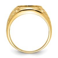 14k Men's Polished and Textured 14x12mm Oval Masonic Men's Mounting-Y4070
