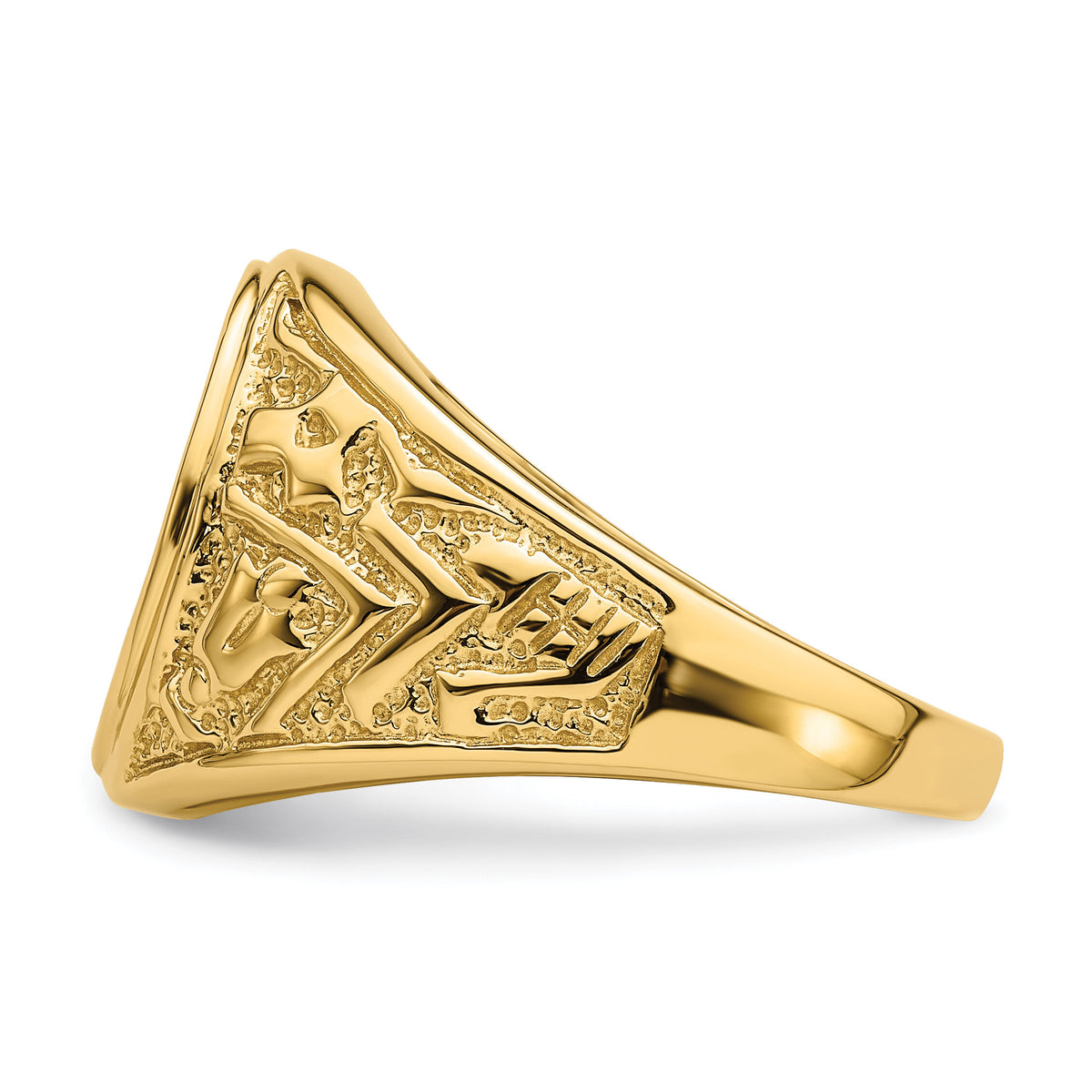 14k Men's Polished and Textured 14x12mm Oval Masonic Men's Mounting-Y4070