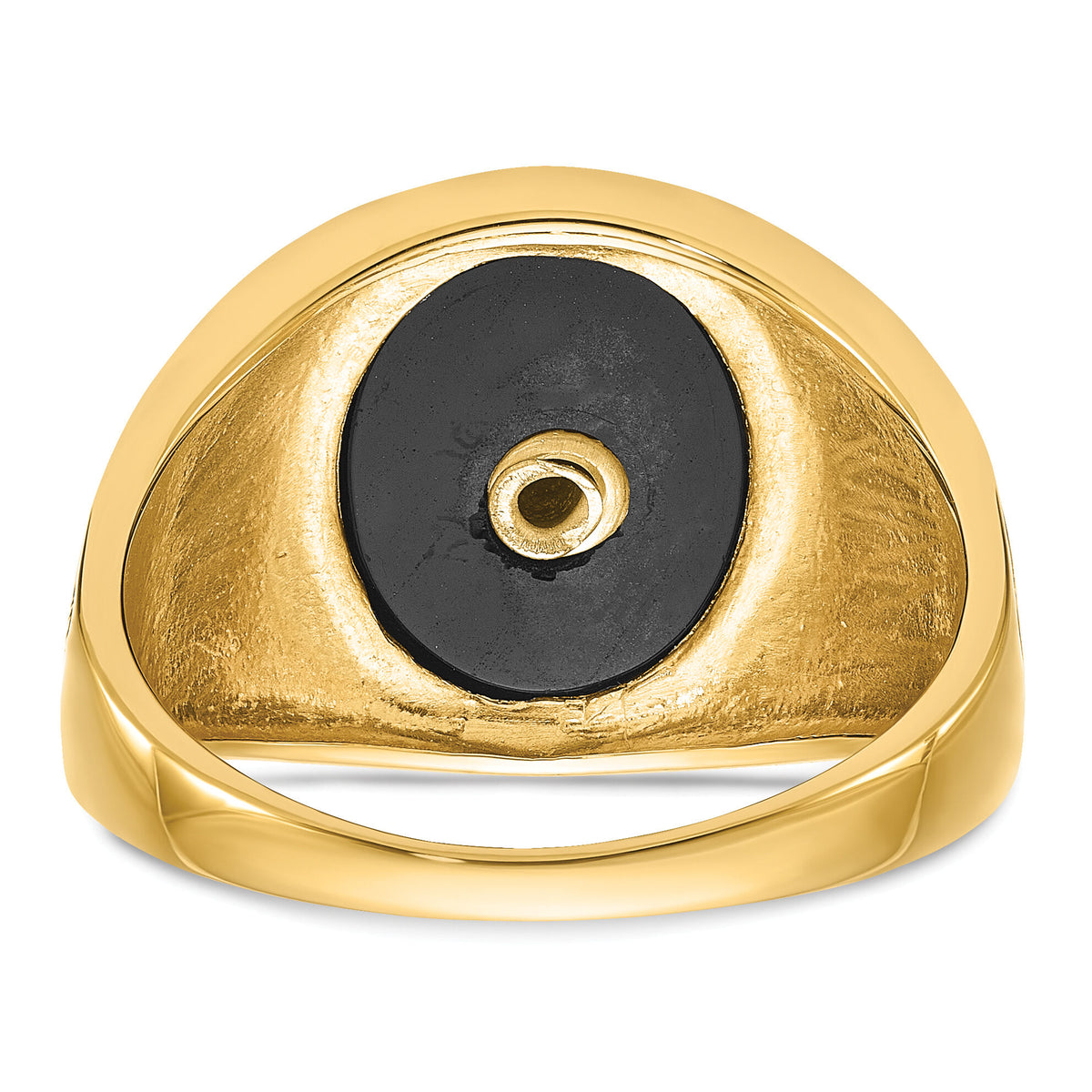 14k Men's Polished & Textured w/ Epoxy & Onyx Masonic Ring-Y4070M