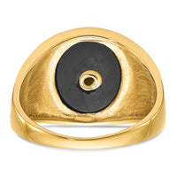14k Men's Polished & Textured w/ Epoxy & Onyx Masonic Ring-Y4070M