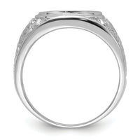 14k White Gold Men's Polished and Textured Masonic Ring Mounting-Y4071