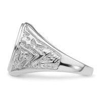 14k White Gold Men's Polished and Textured Masonic Ring Mounting-Y4071
