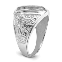 14k White Gold Men's Polished and Textured Masonic Ring Mounting-Y4071
