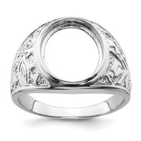 14k White Gold Men's Polished and Textured Masonic Ring Mounting-Y4071