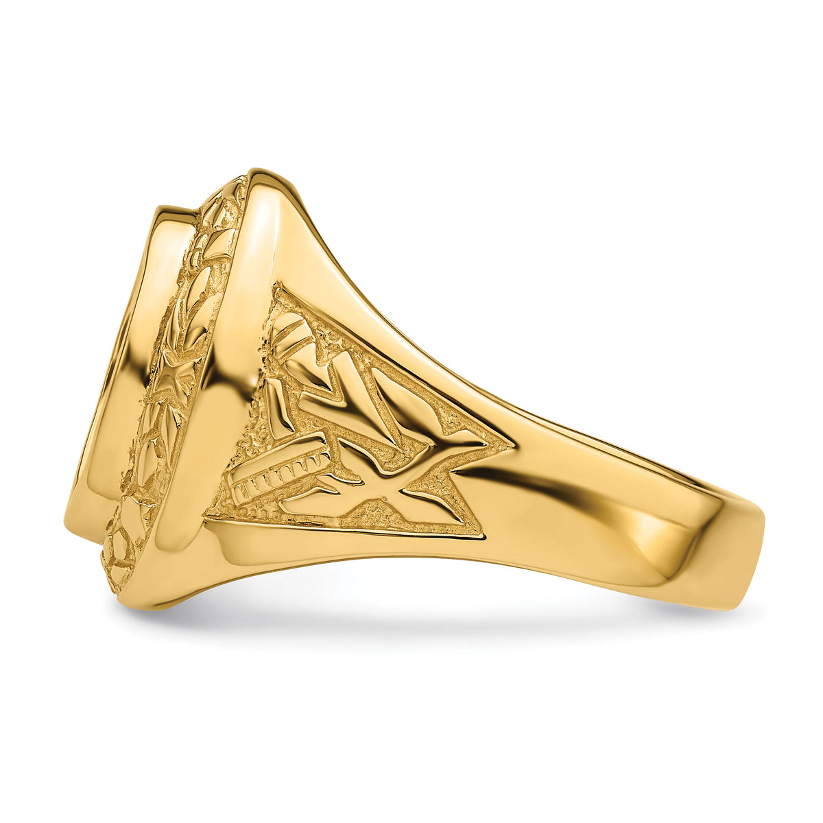 14k Men's Polished and Textured Masonic Ring Mounting-Y4072