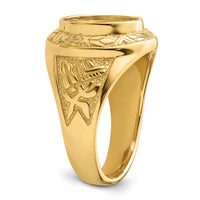 14k Men's Polished and Textured Masonic Ring Mounting-Y4072