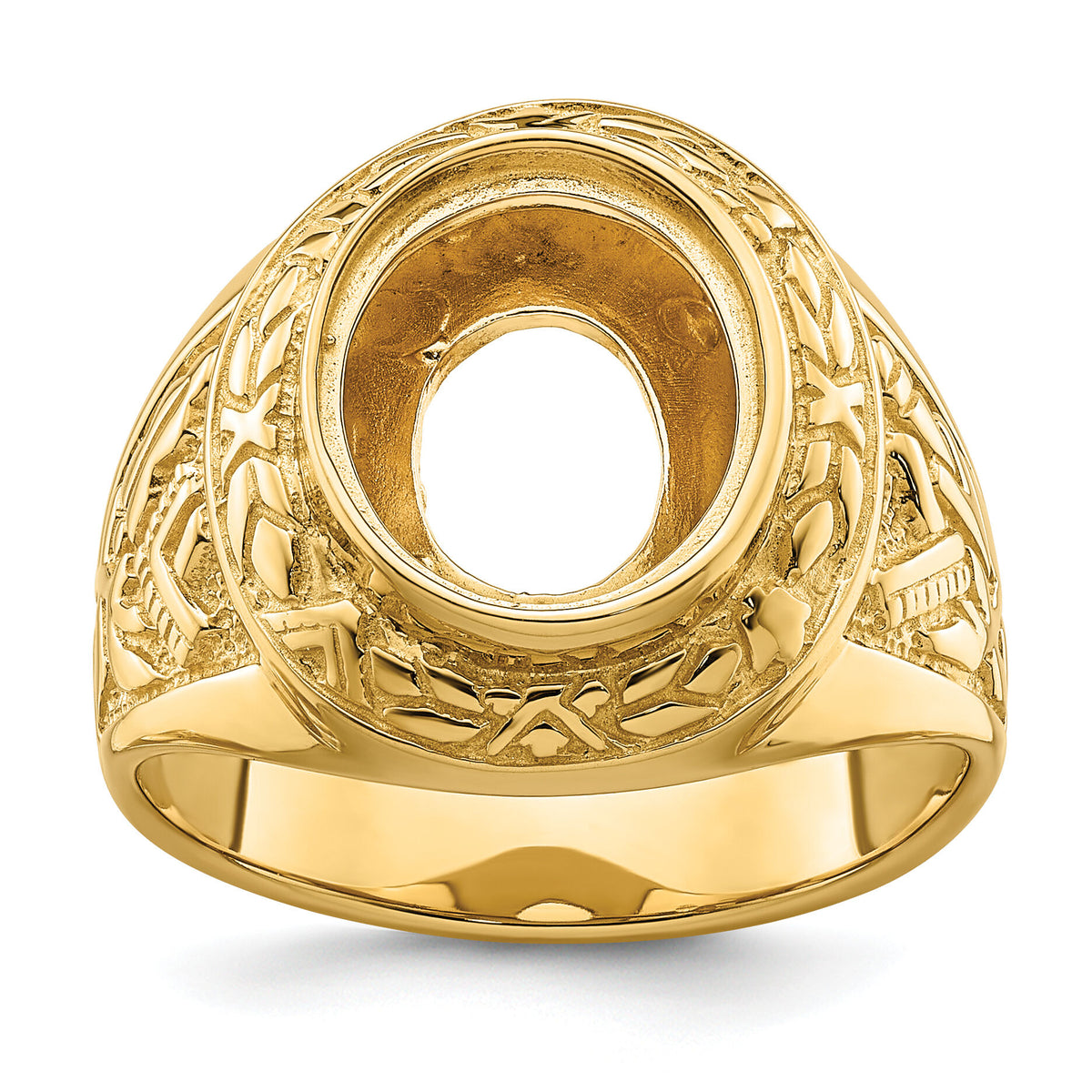 14k Men's Polished and Textured Masonic Ring Mounting-Y4072