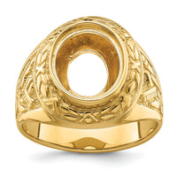 14k Men's Polished and Textured Masonic Ring Mounting-Y4072