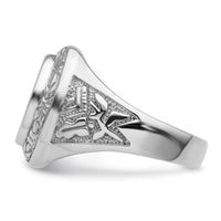 14k White Gold Men's Polished and Textured Masonic Ring Mounting-Y4073