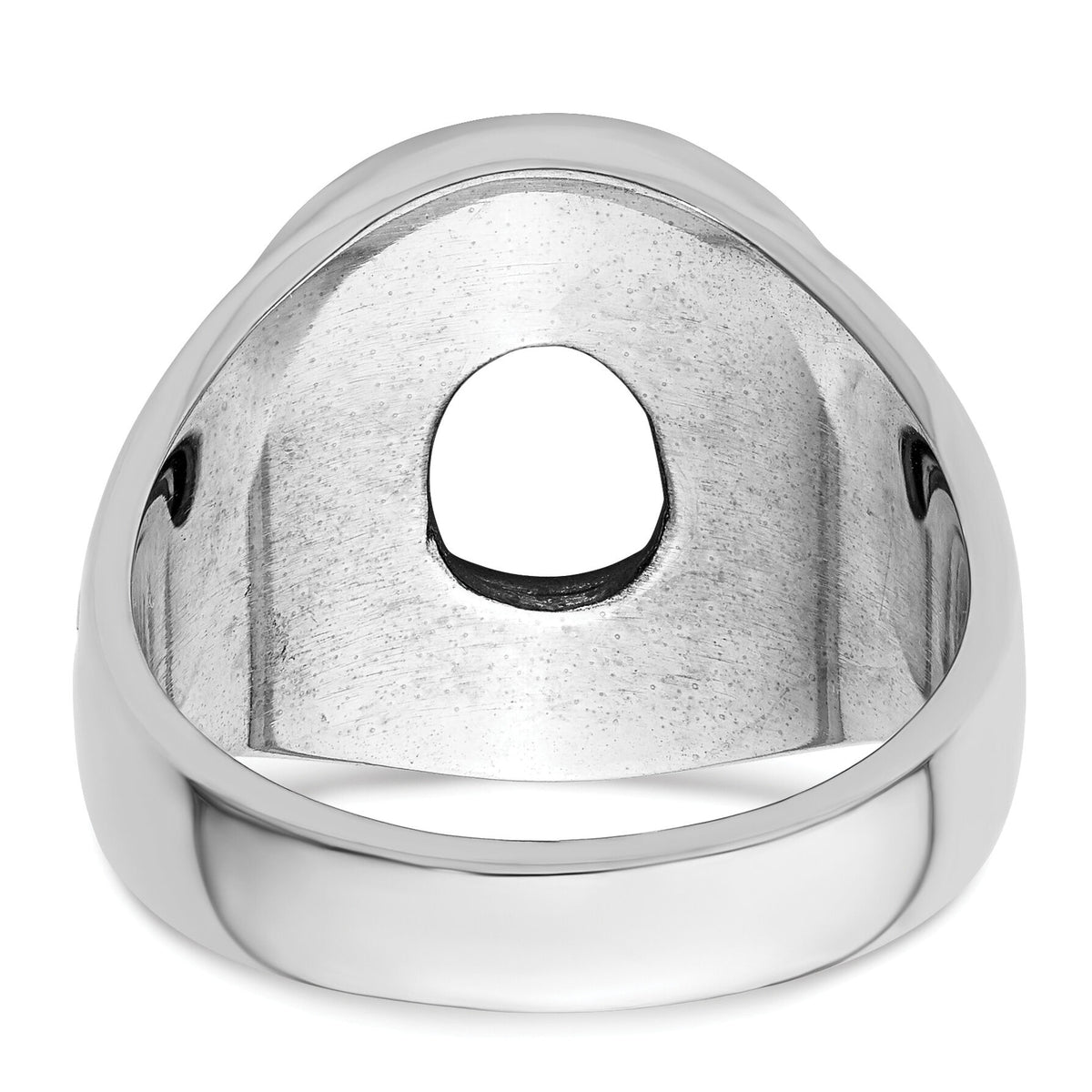 14k White Gold Men's Polished and Textured Masonic Ring Mounting-Y4073