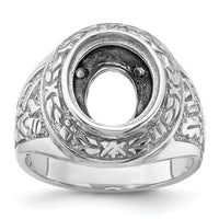 14k White Gold Men's Polished and Textured Masonic Ring Mounting-Y4073