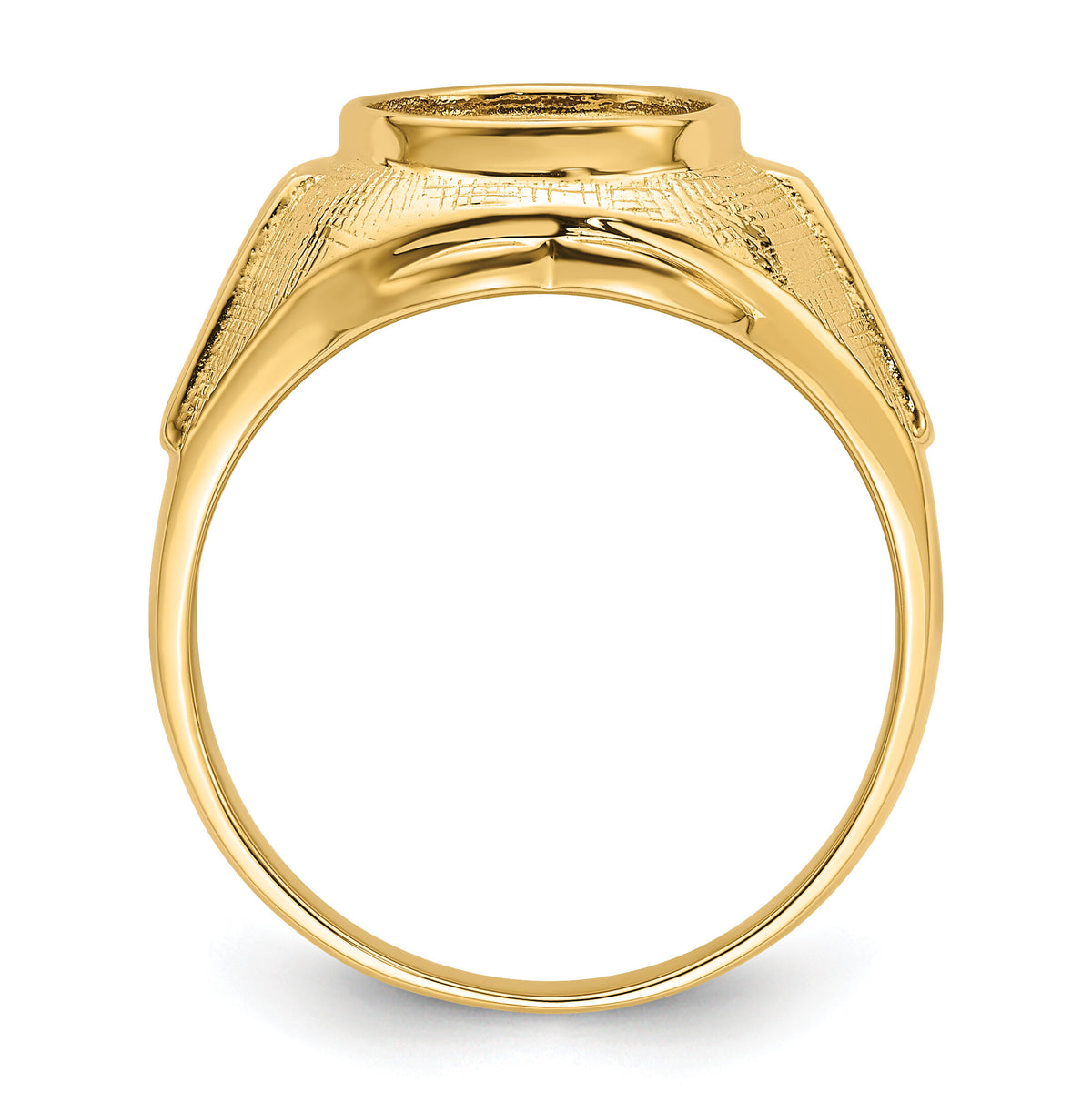 14k Men's Polished and Textured Masonic Ring Mounting-Y4075