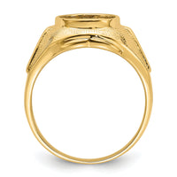14k Men's Polished and Textured Masonic Ring Mounting-Y4075