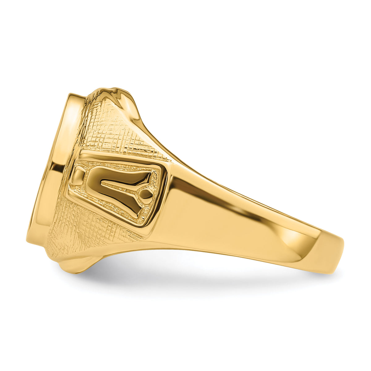 14k Men's Polished and Textured Masonic Ring Mounting-Y4075