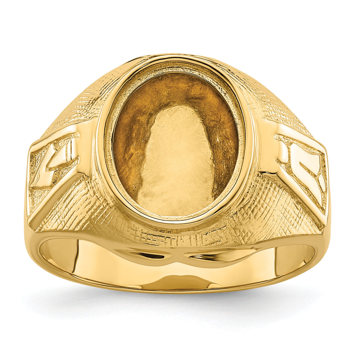 14k Men's Polished and Textured Masonic Ring Mounting-Y4075