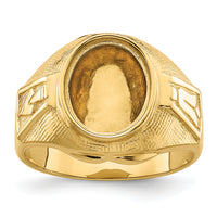 14k Men's Polished and Textured Masonic Ring Mounting-Y4075