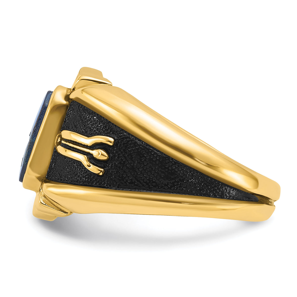 14k Men's Antiqued and Textured w/ Imit. Blue Spinel Masonic Ring-Y4076M