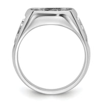 14k White Gold Men's Polished and Textured Masonic Ring Mounting-Y4081