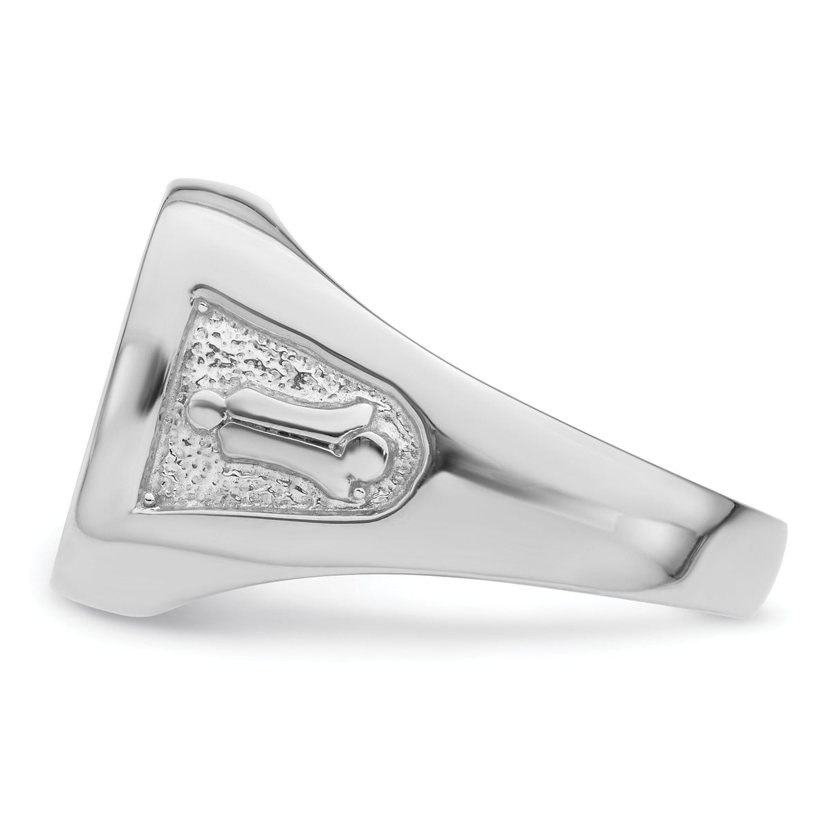 14k White Gold Men's Polished and Textured Masonic Ring Mounting-Y4081