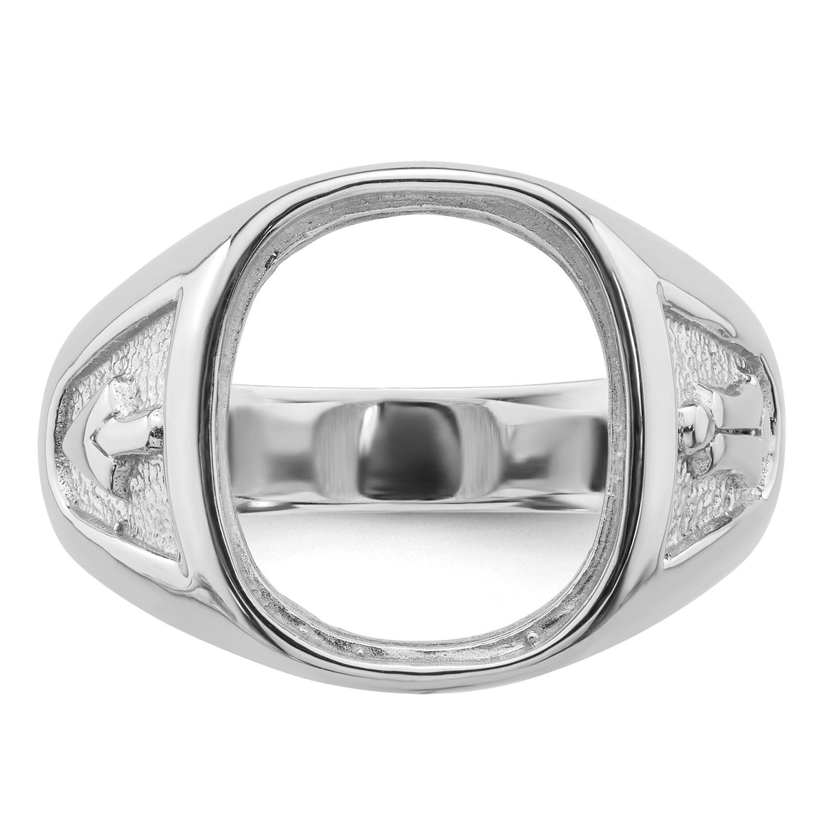 14k White Gold Men's Polished and Textured Masonic Ring Mounting-Y4081