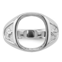 14k White Gold Men's Polished and Textured Masonic Ring Mounting-Y4081