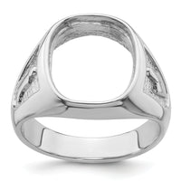 14k White Gold Men's Polished and Textured Masonic Ring Mounting-Y4081