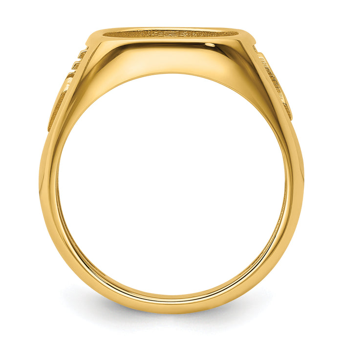 14k Men's Polished and Textured Masonic Ring Mounting-Y4084