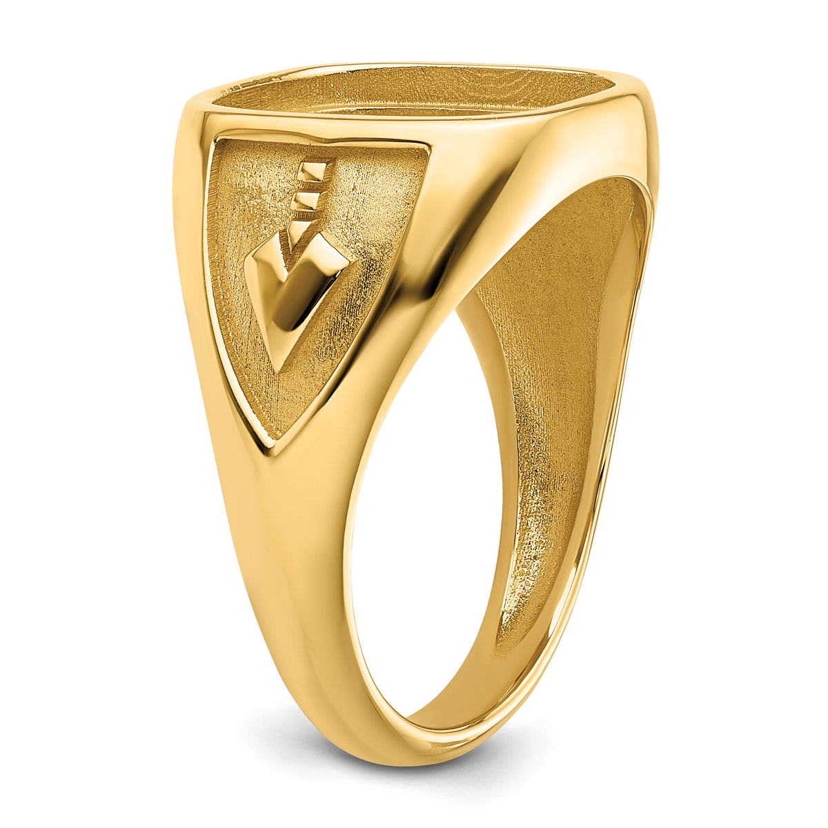 14k Men's Polished and Textured Masonic Ring Mounting-Y4084