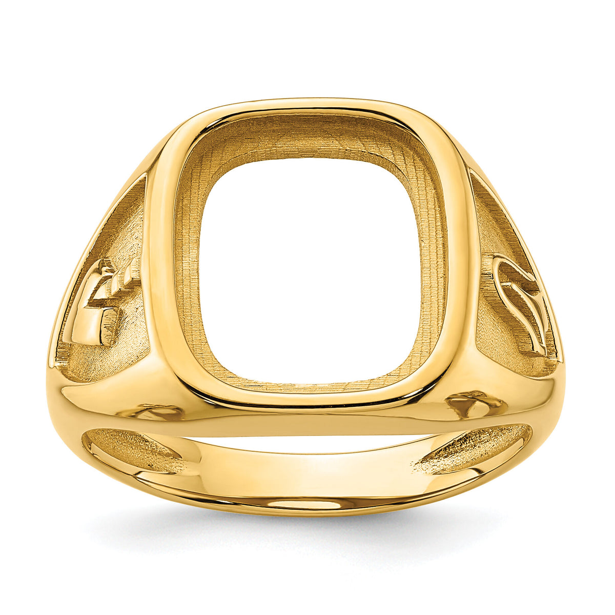 14k Men's Polished and Textured Masonic Ring Mounting-Y4084