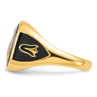 14k Men's Antiqued & Textured w/ Imit. Blue Spinel Masonic Ring-Y4084M
