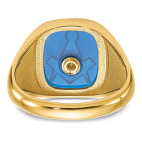 14k Men's Antiqued & Textured w/ Imit. Blue Spinel Masonic Ring-Y4084M