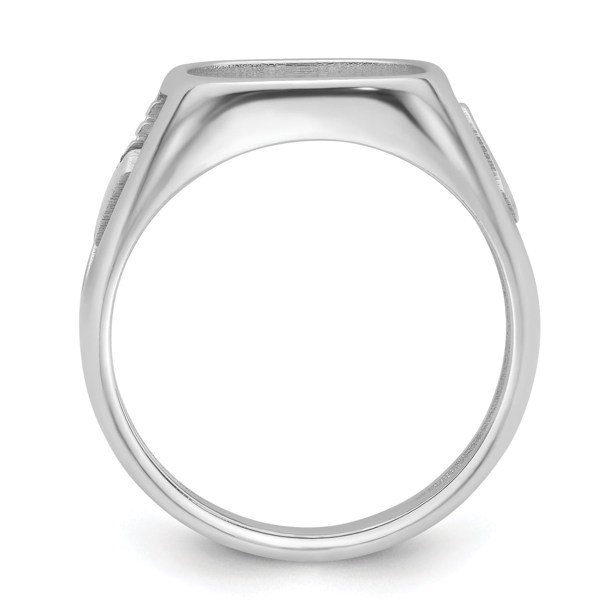 14k White Gold Men's Polished and Textured Masonic Ring Mounting-Y4085