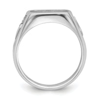 14k White Gold Men's Polished and Textured Masonic Ring Mounting-Y4085