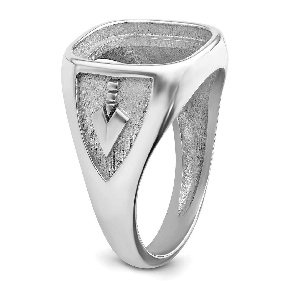 14k White Gold Men's Polished and Textured Masonic Ring Mounting-Y4085