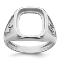 14k White Gold Men's Polished and Textured Masonic Ring Mounting-Y4085