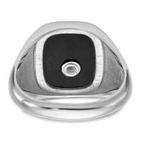 14kw & Gold-plated Men's Textured w/ Black Enamel & Onyx Masonic Ring-Y4085M