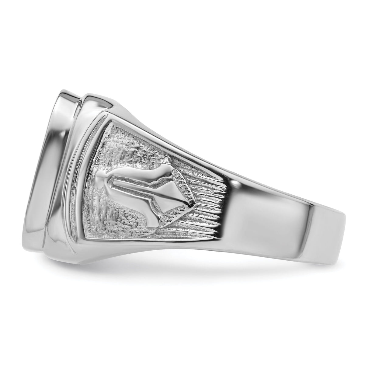 14k White Gold Men's Polished and Textured Masonic Ring Mounting-Y4087