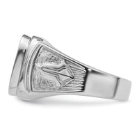 14k White Gold Men's Polished and Textured Masonic Ring Mounting-Y4087