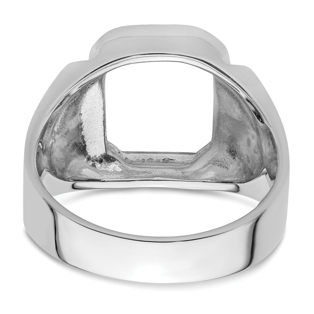 14k White Gold Men's Polished and Textured Masonic Ring Mounting-Y4087