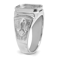 14k White Gold Men's Polished and Textured Masonic Ring Mounting-Y4087