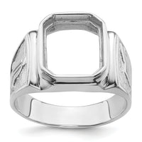 14k White Gold Men's Polished and Textured Masonic Ring Mounting-Y4087