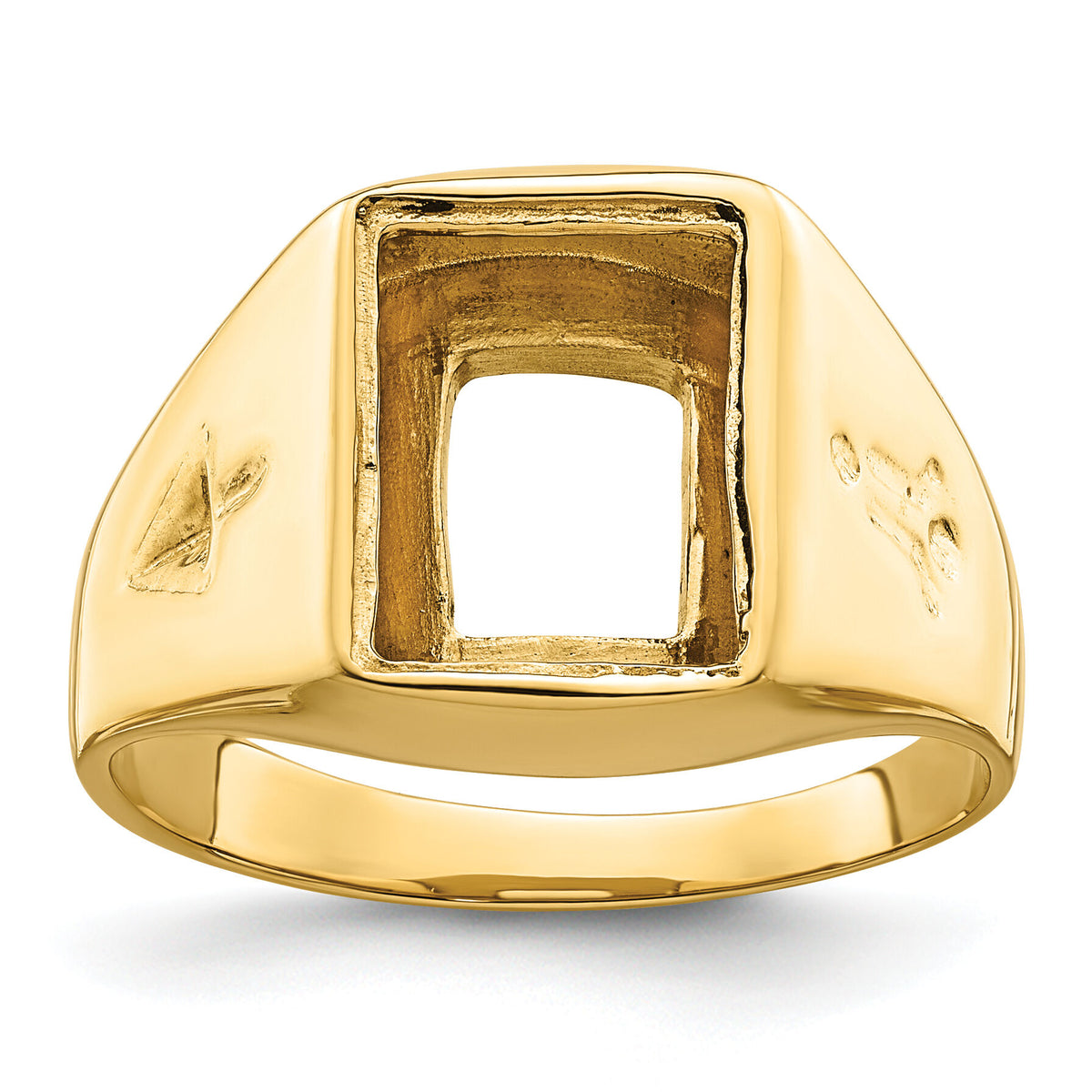 14k Men's Polished and Grooved Masonic Ring Mounting-Y4090