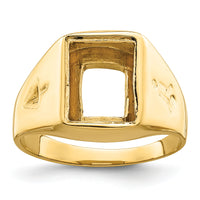 14k Men's Polished and Grooved Masonic Ring Mounting-Y4090