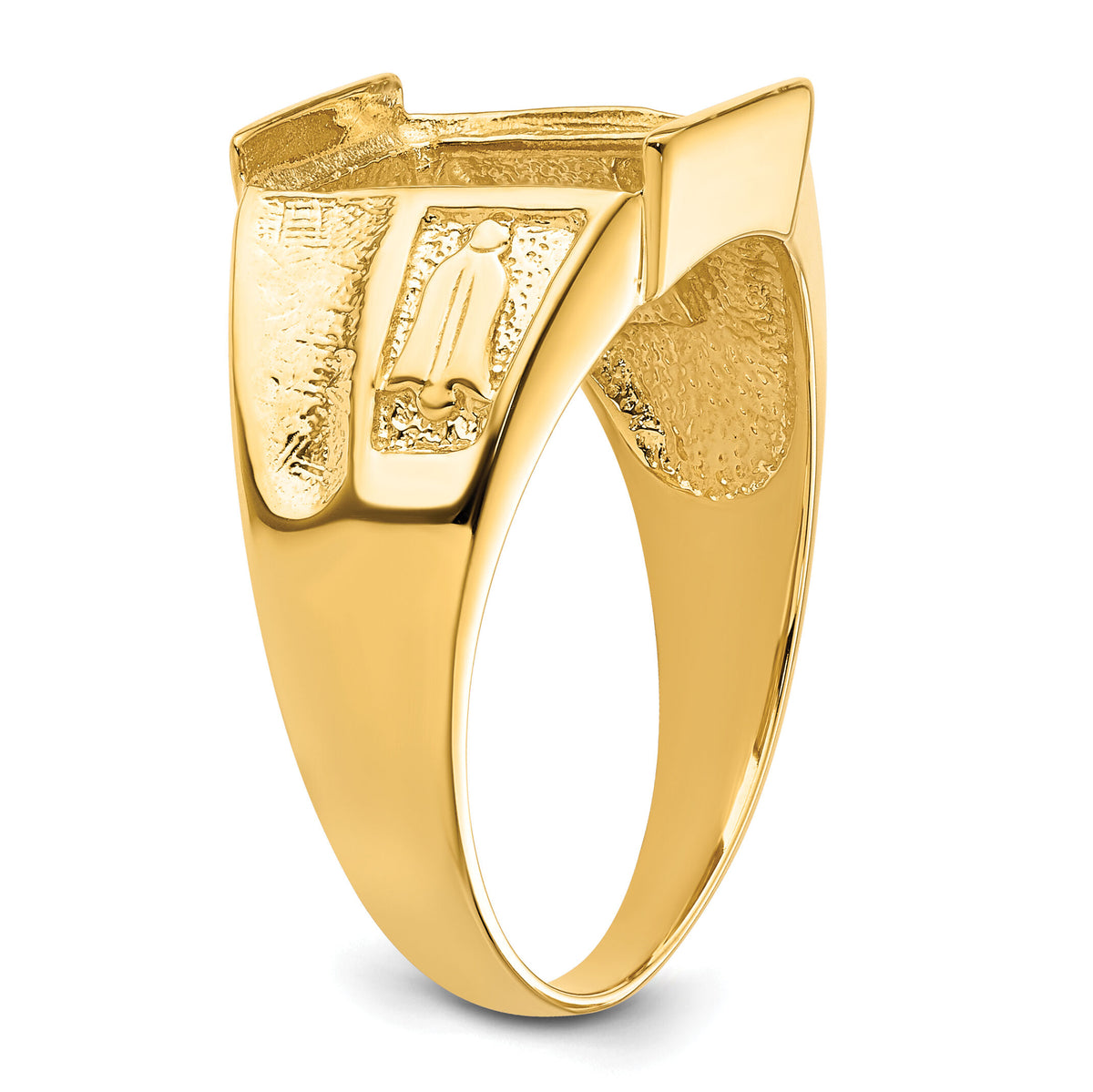 14k Men's Polished and Textured Masonic Ring Mounting-Y4092